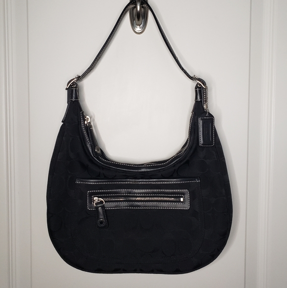 Coach Handbags - Coach Small Zoe Hobo, Black Signature Fabric